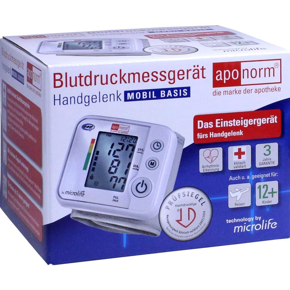 Die Verpackung zeigt ein digitales Blutdruckmessgerät für das Handgelenk.